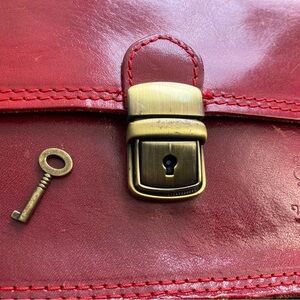 Vintage Vera Pelle Italian Leather Crossbody Purse in Red